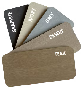 I cinque colori di E-Dek Pro: Graphite, Ivory, Grey, Desert e Teak